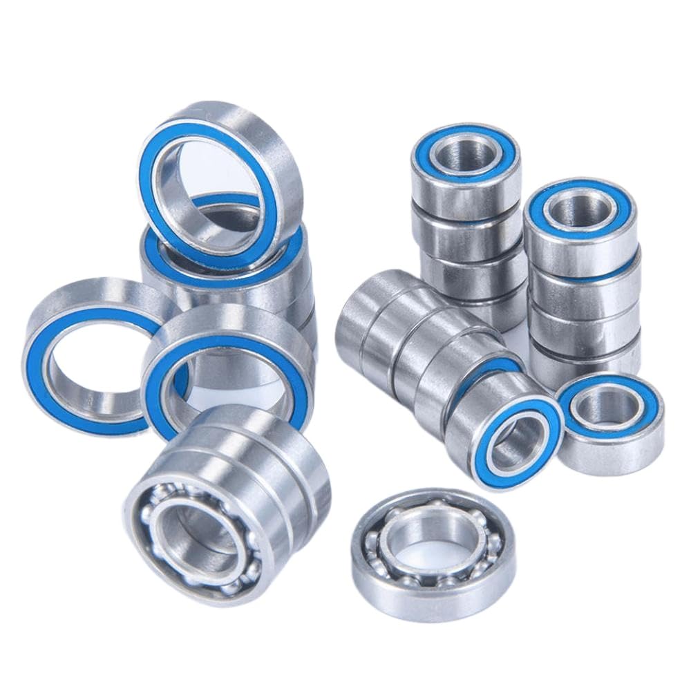 24Pcs Blue Rubber Sealed Wheel Hub Axle Bearing Compatible with 1 10 Scale RC Cars Like Element RC Sendero Model Parts