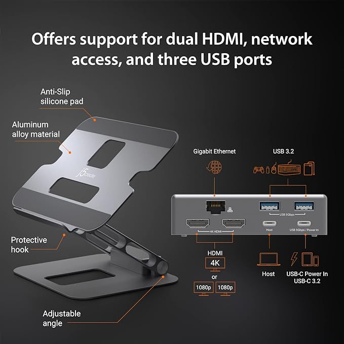 Soporte para Portátil j5create con Hub USB C Dual HDMI miniatura 3