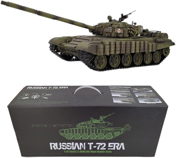 1:16 2.4G T72 RC Main Battle Tank Model That Shoot for Adults and Teen, Military Armored Vehicles with Sound and Light Effects (Upgraded Version)