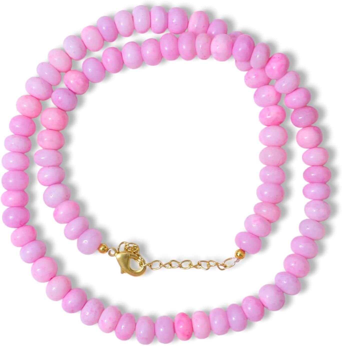 A&M GEMS & JEWELS Natural Multi Opal Beaded Necklace for Women 6.5–9.5mm Smooth Rondelle Beads Gemstones Handmade Choker 14k Gold Plated Boho Colorful Summer Jewelry Gift