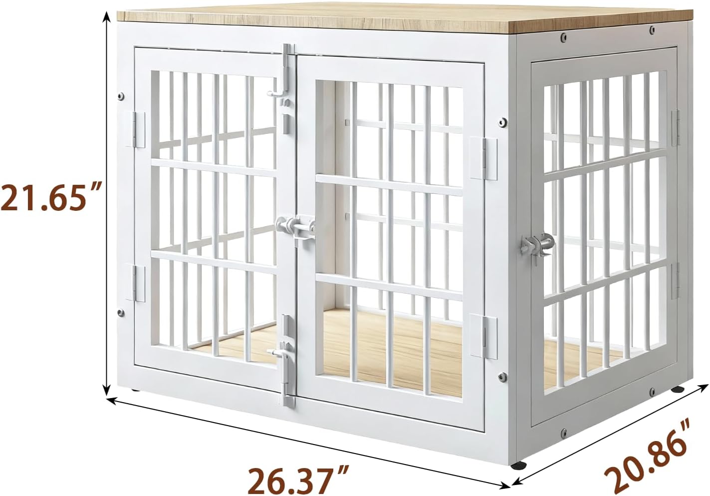 26 Inch Heavy Duty Dog Crate Furniture for Small Dogs, Decorative Pet House End Table, Wooden Cage Kennel Furniture Indoor, White and Natural