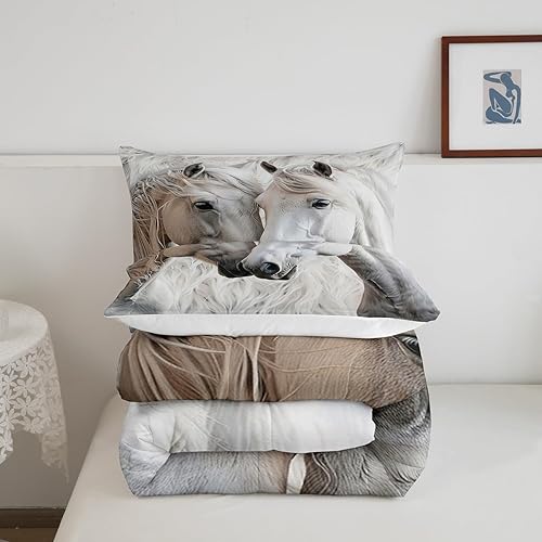 Miniatura 5 de Juego de edredón de caballo para niñas y niños, edredón de piel de vaca decorativo para habitación, juego de ropa de cama de vaquero de granja