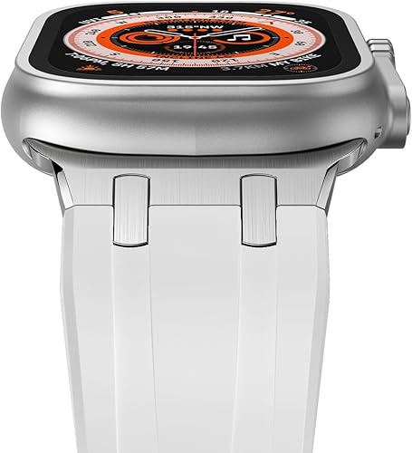 Miniatura 6 de Compatible con Apple Watch Ultra 2 Band para hombre, correa de silicona y hebilla de acero inoxidable diseñada para iPhone Watch, correas iWatch
