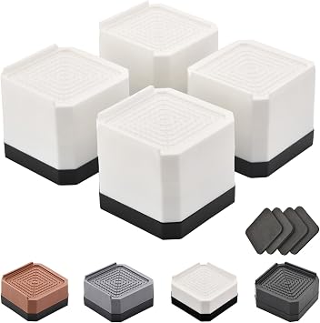 EclatBain Adjustable Bed Risers 3&4.3 Inch, 4000 lbs, 4 Pack White