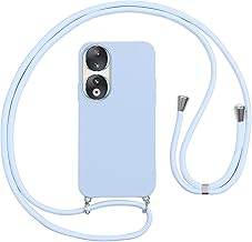 Vauki Lanyard Cover with Necklace for Honor 90 6.7 Inches, Soft Silicone Case with Rope, Shockproof Shoulder Strap Case with Adjustable Necklace for Honor 90, Purple