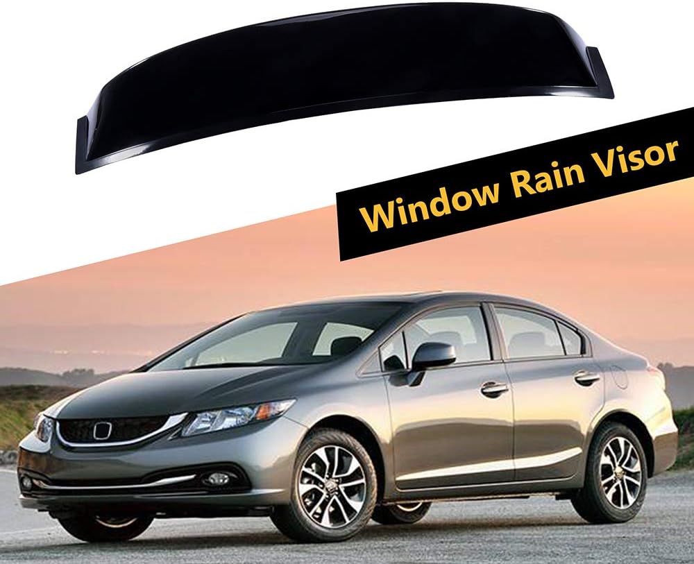 INEEDUP window visors Fits for 2012-2015 For Honda Civic 4DR Sedan, Tape-on Rain Guards, Side Window Deflectors, 1 Pieces(Rear)