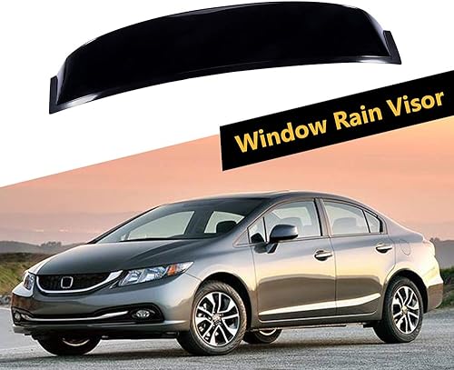 Miniatura 3 de INEEDUP Viseras de ventana para Honda Civic 4DR Sedán 2012-2015, protectores de lluvia adhesivos, deflectores de ventana lateral, 1 pieza (trasera)
