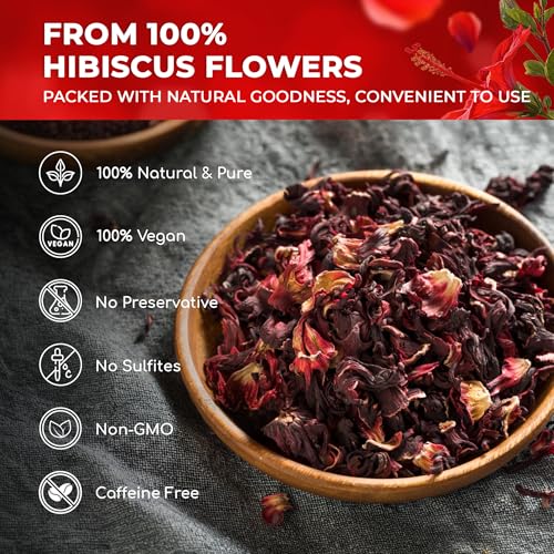 Image of Lavendium Dried Hibiscus Flowers, Hibiscus Petals for Tea & Drinks, 32 oz