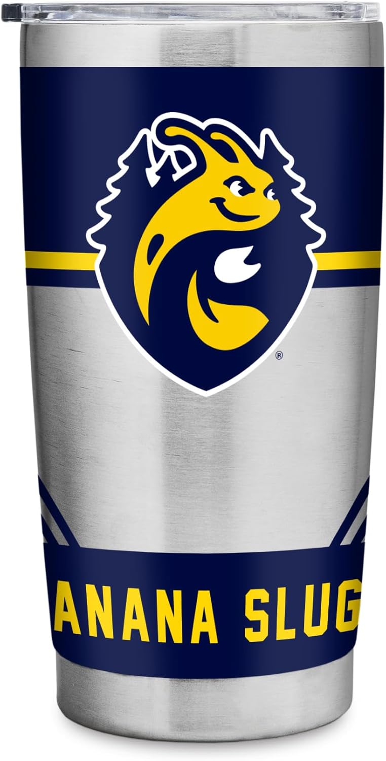 Rico Industries NCAA UC Santa Cruz Banana Slugs Standard 20oz Stainless Steel Tumbler with Lid - Great For Coffee, Tea, Water or Cocktails