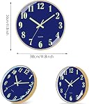 Horloge murale 12 po lumineuse dans l'obscurité, silencieuse et non-tictac, cadre ABS avec couvercle en verre HD, horloge pour maison/bureau/école (Or)