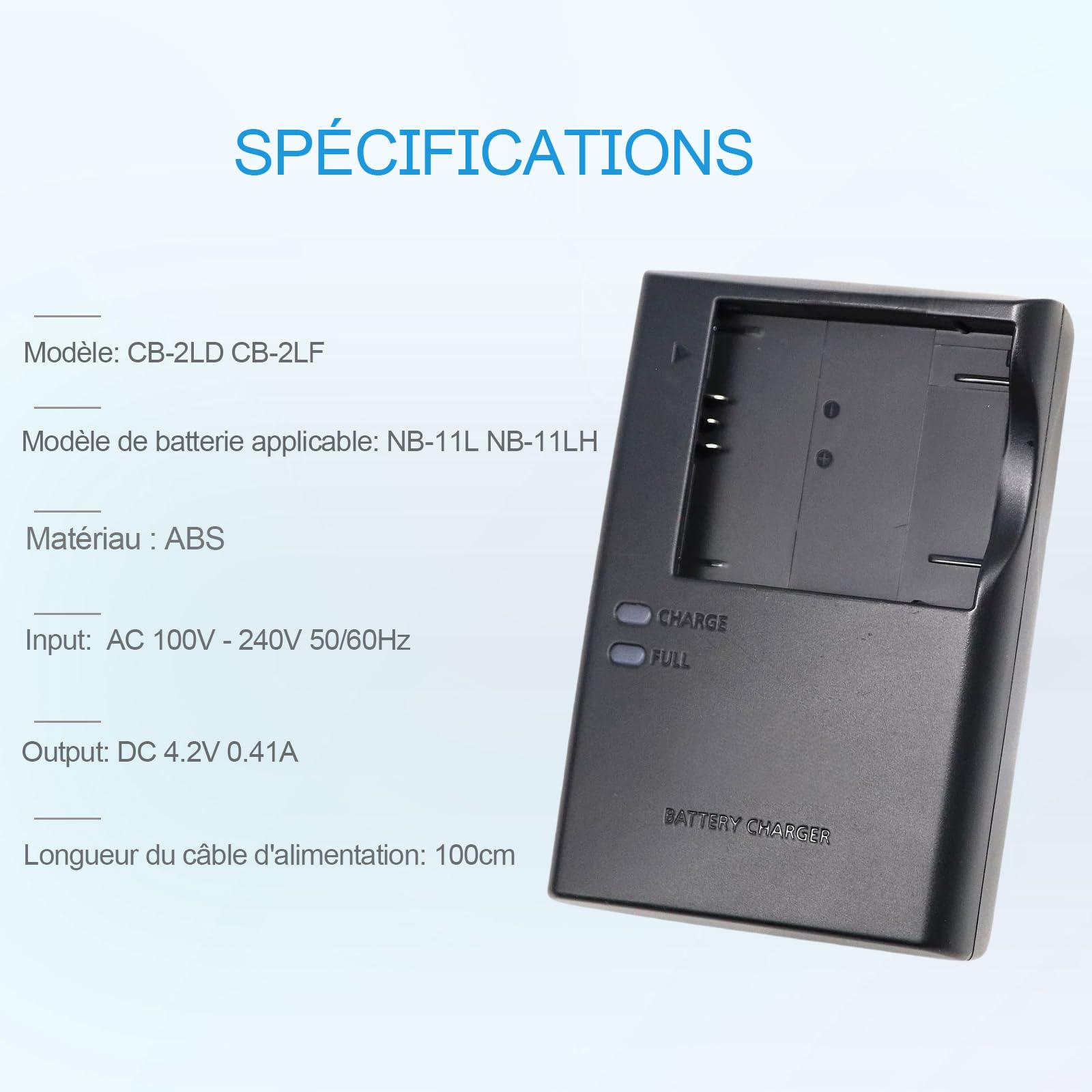 NB-11L NB-11LH CB-2LF Chargeur de Batterie Compatible Canon PowerShot Elph 360 HS,180 is,190 is,350 HS,110 HS,170 is,150 is,A2300,SX400 is,A2500, A3500 is, A4000 is Appareil Photo & 100cm AC Cord