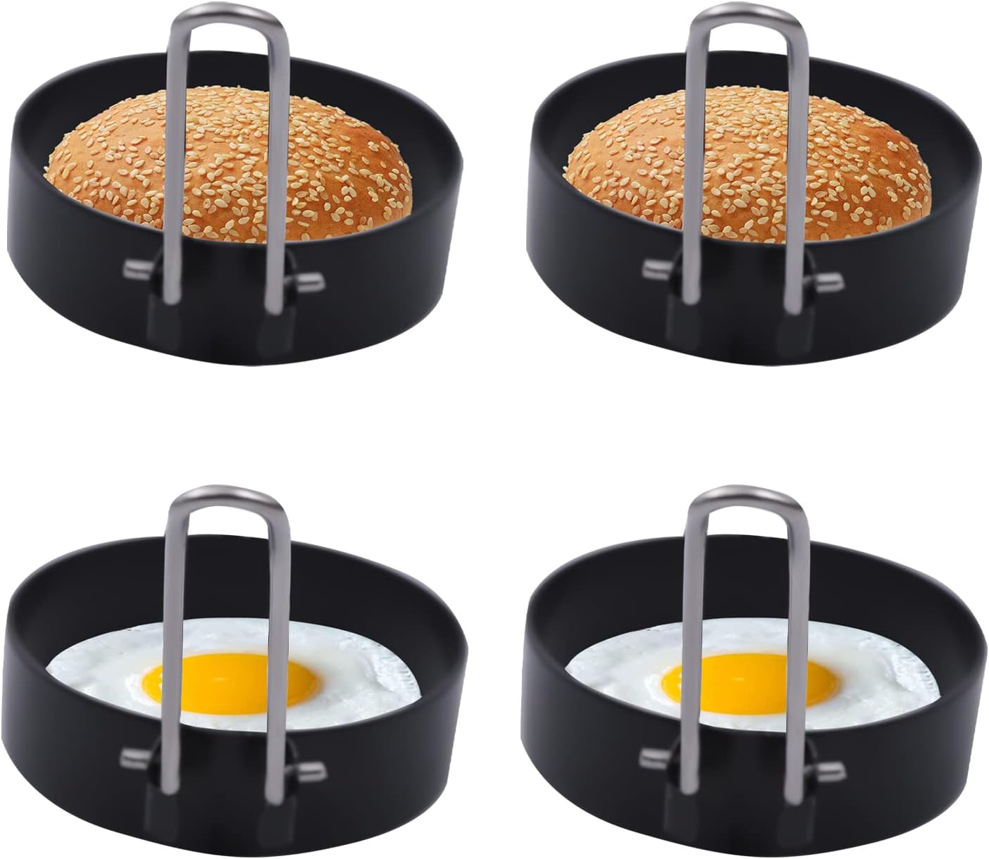 DOONARCES 4 Pcs 3'' Round Egg Rings Stainless Steel