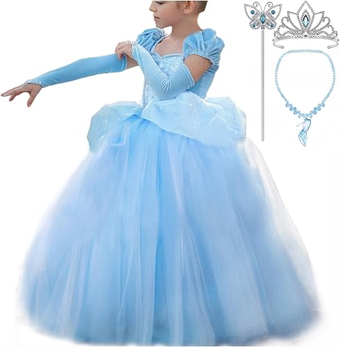 Miniatura 6 de Vestido de Cenicienta Disfraz de Princesa Vestido de Fiesta de Halloween Azul 2-Azul,Azul 2,Azul