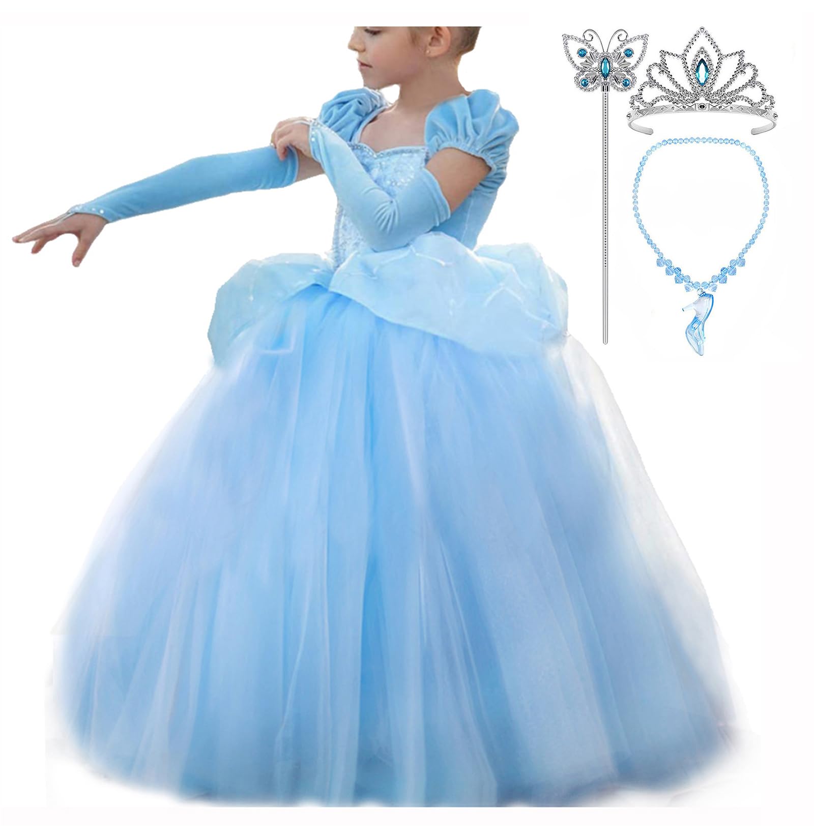 Cinderella Kostüm Kleid Für Kinder Mädchen Princess Kostüm Halloween Fancy Party Dress up Outfit Cosplay Kleider