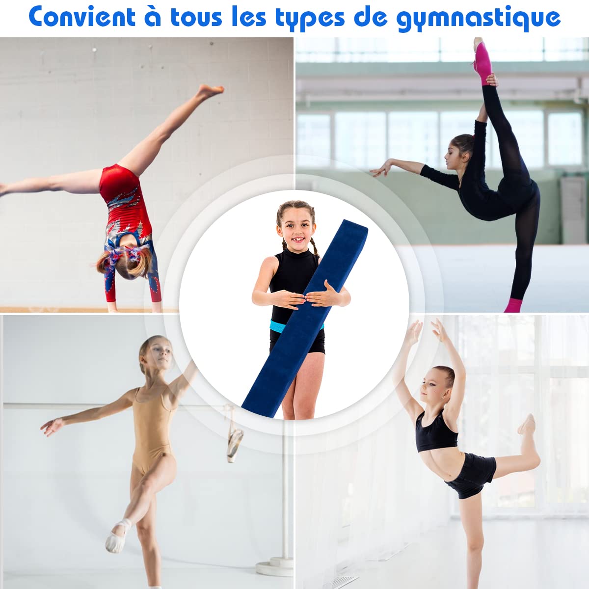 RELAX4LIFE - Viga de gimnasia plegable de 210 cm en finette con patas elevadas, haz de gimnasio portátil con asas de transporte, gimnasia, material para niños y adultos