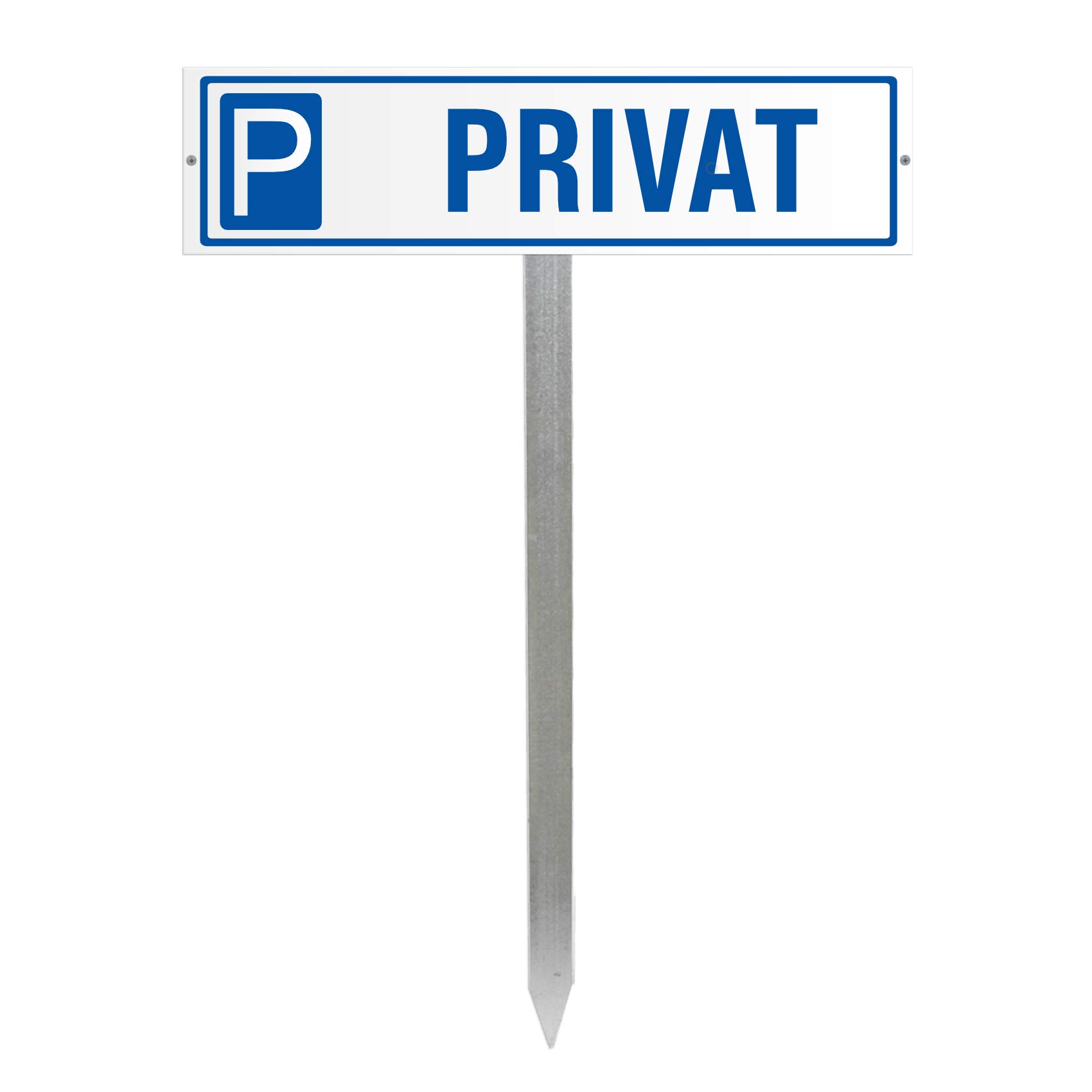 Parkplatz-Schild Privat Aluminium Weiss mit Einschlagpfosten Nr.35455