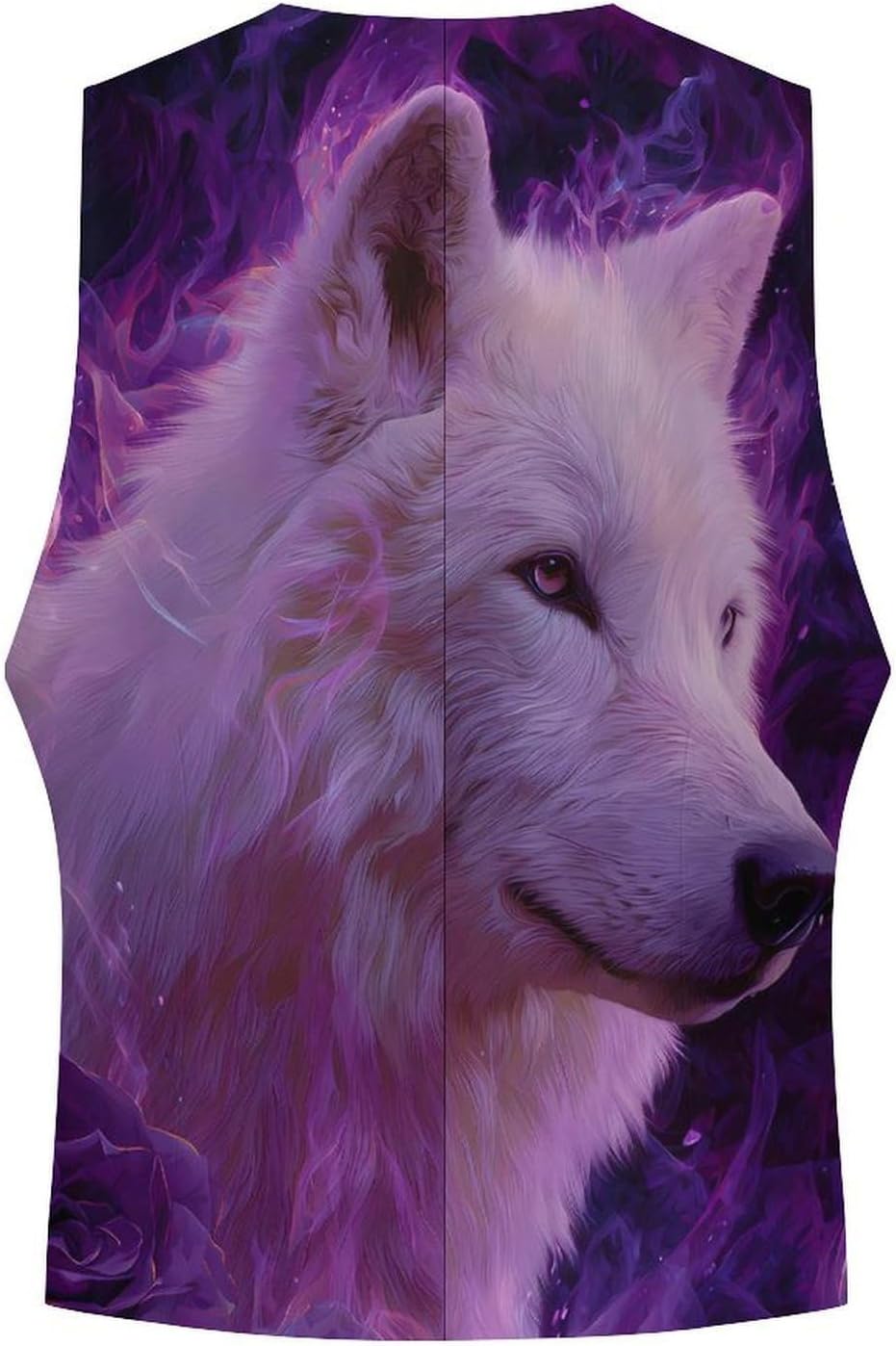 Wolf Rose Flame Men's Suit Vest Formal Vests Casual Dress Fit Waistcoat Casual Tuxedo for Business