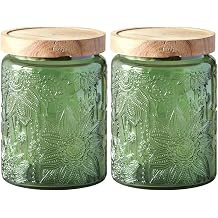 Comeon Vintage Glass Jar with Lid,Cookie Candy Jar Coffee Canister Food Storage Containers Storage Jar Set for Kitchen Office Green garden - acacia