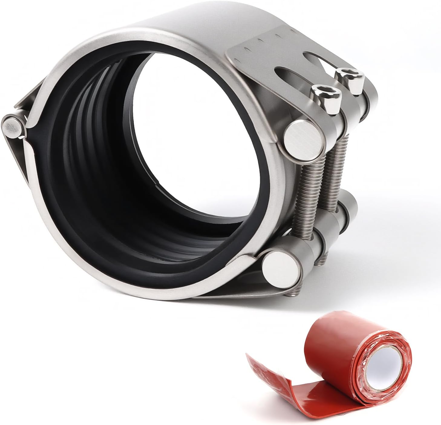 Kodilin Upgraded Pipe Repair Clamp with M1 Self-Adhesive Leak-Sealing Tape | 304 Stainless Steel Rust-Proof Emergency Pipe Repair Kit for Plastic & Metal Pipes, 2-1/2"(74-79mm)