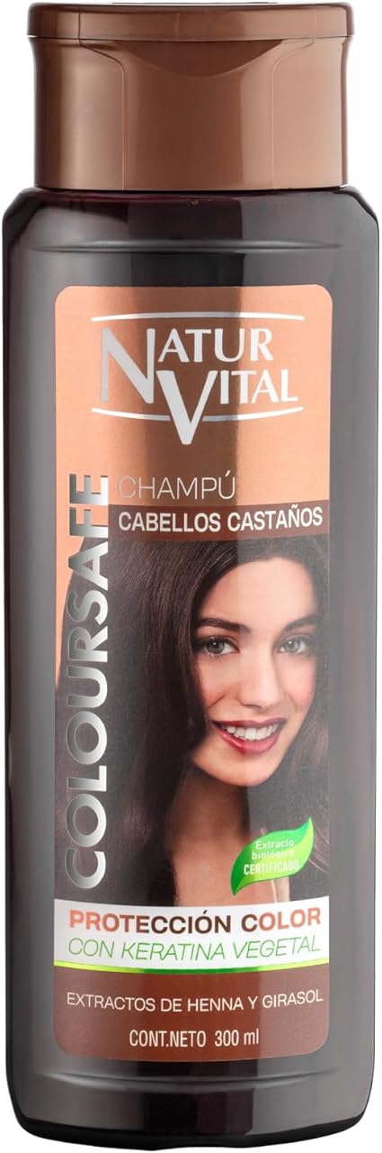 NaturVital Champú ColourSafe para Cabellos Castaños sin Parabenos ni Siliconas