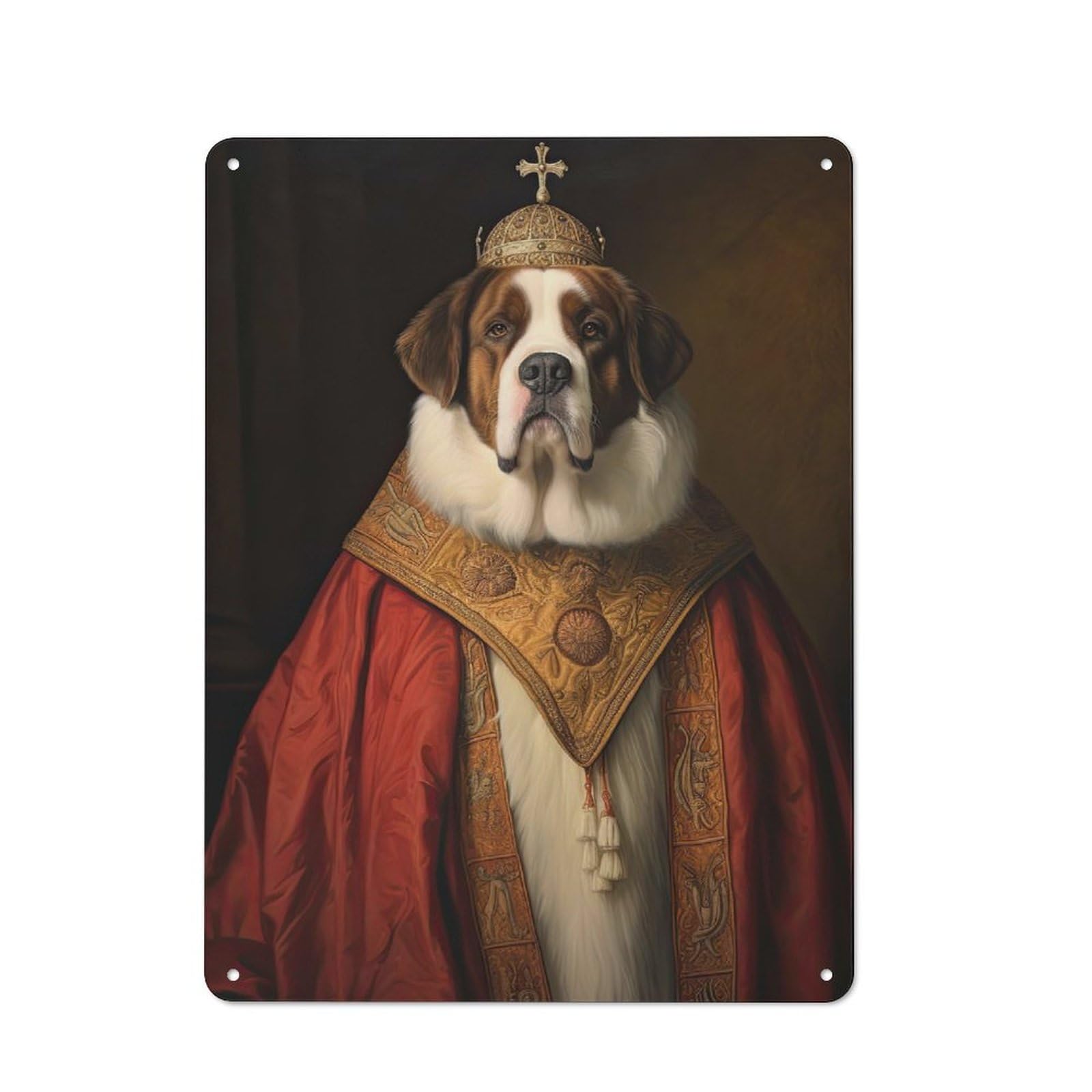 Junmoney Style-10 Rustic Vintage Metal Sign 40X30cm Featuring Saint Bernard The Pope, Home Bar Decor For Cafe, Pub, Workshop Or Home Bar