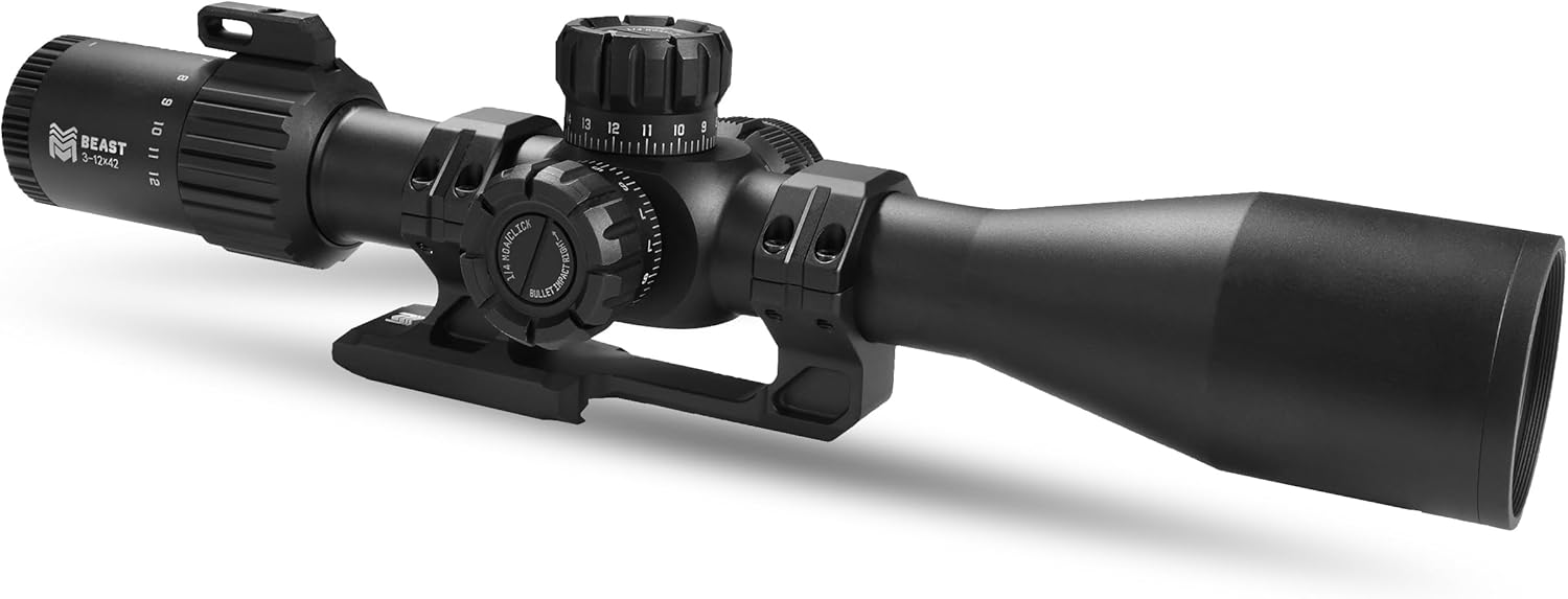 Monstrum Beast 3-12x44 Rifle Scope with Side Focus and Offset Scope Mount