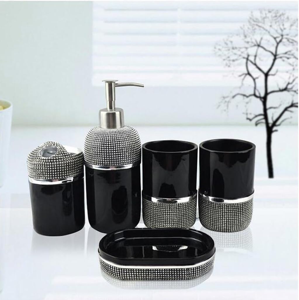 Resin Bathroom Accessories Set Soap Dispenser Gargle Cup Toothbrush Holder Soap Dish Toiletry Set
