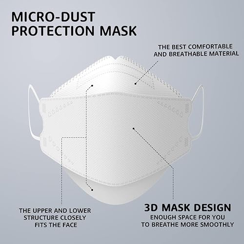 Miniatura 31 de LEVENIS - Paquete de 50 mascarillas faciales KN95, transpirable, cómoda y desechable, color negro negro (Adult-Black),100 piezas adulto-negro,100