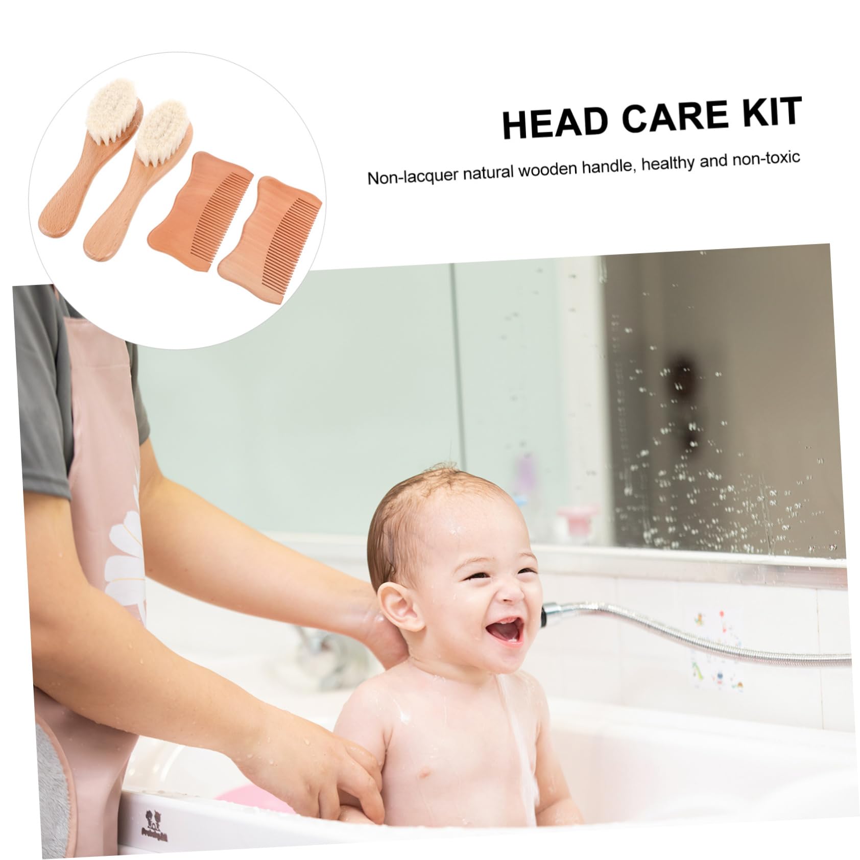 Kisangel Sets Pcs Brush Set for Newborns Wooden Combs Woolen Brush Comb Scalp Grooming Soft