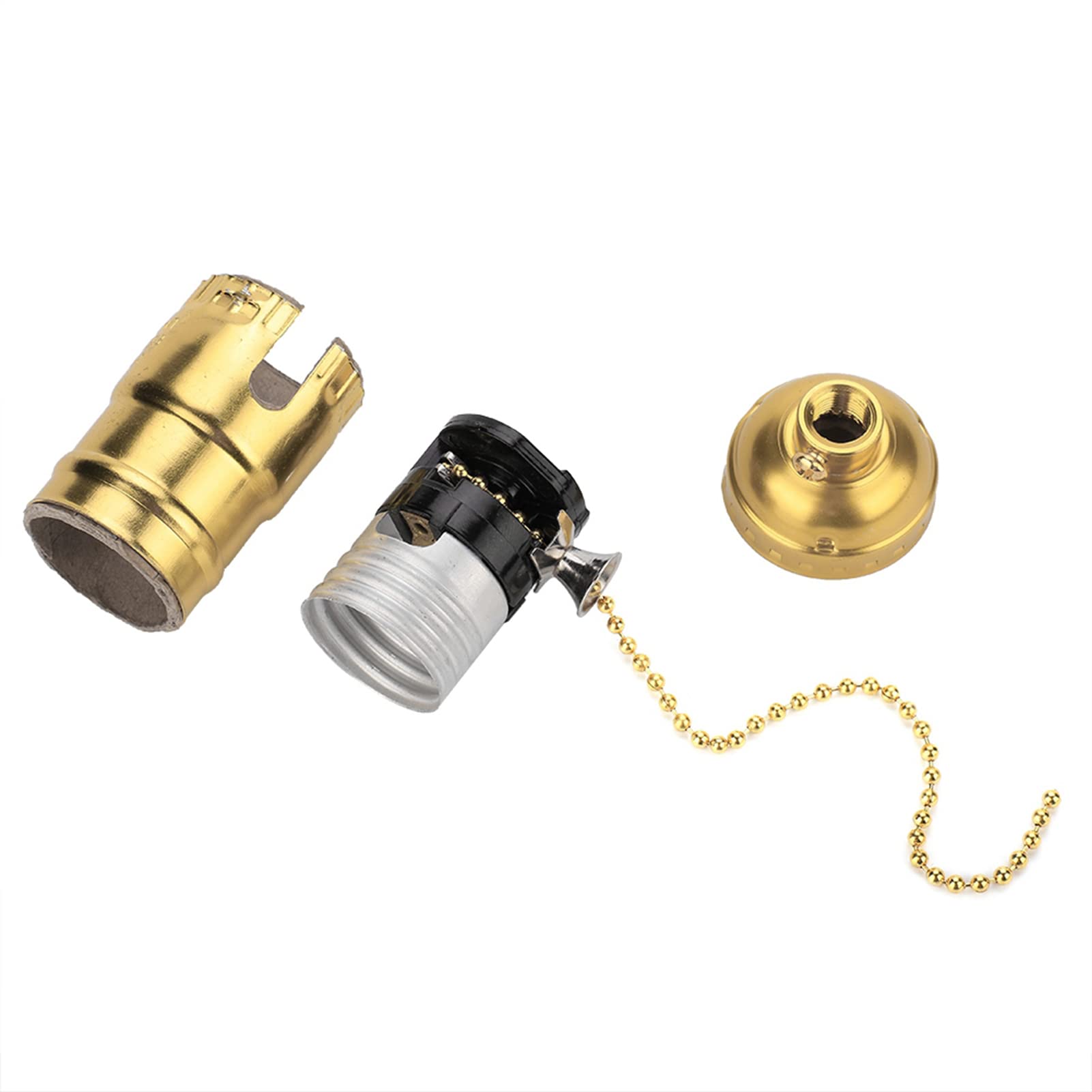 Świetlne Gniazdo, Uchwyt Podstawy Lampy, śruba E27 Kompatybilny Styl Vintage, Prosty Wzór Domu, Kuchnia, Bar z łańcuchem Ciągniętym (GOLD)