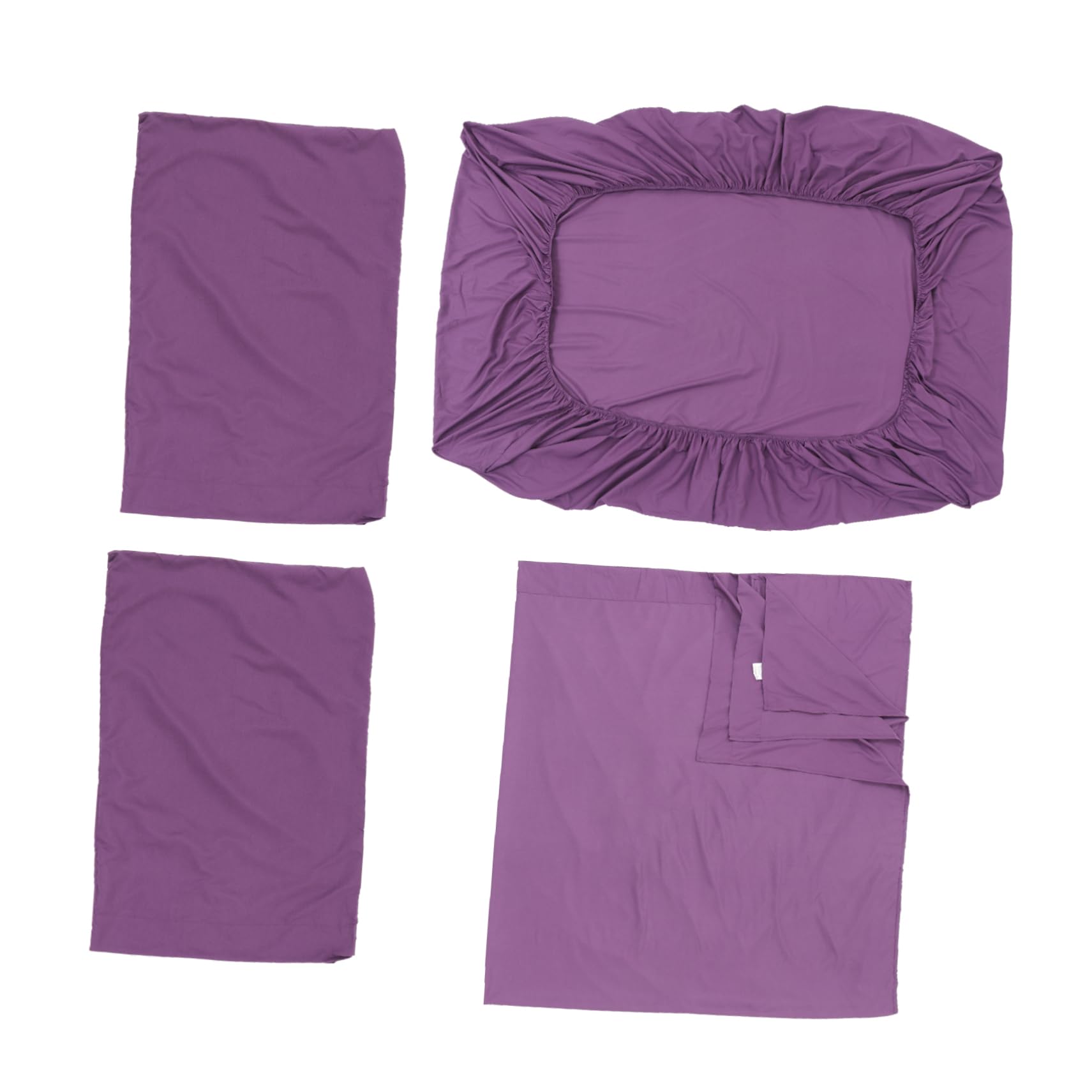 Ensemble de Literie 4 Pièces, Drap-Housse et Taies D’Oreiller, Fibre Chimique Pourpre, Résistant aux Plis et Lavable, Confort Toutes Saisons pour Chambre