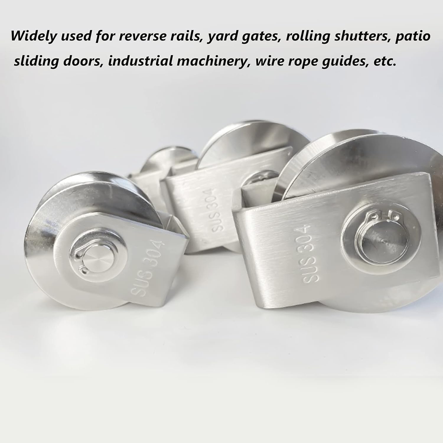 V Groove Caster 3inch 304 Stainless Steel Sliding Gate Roller Wheel Track Rail Rigid Plate Caster with Bracket for Inverted Track Gate Frame: Industrial & Scientific