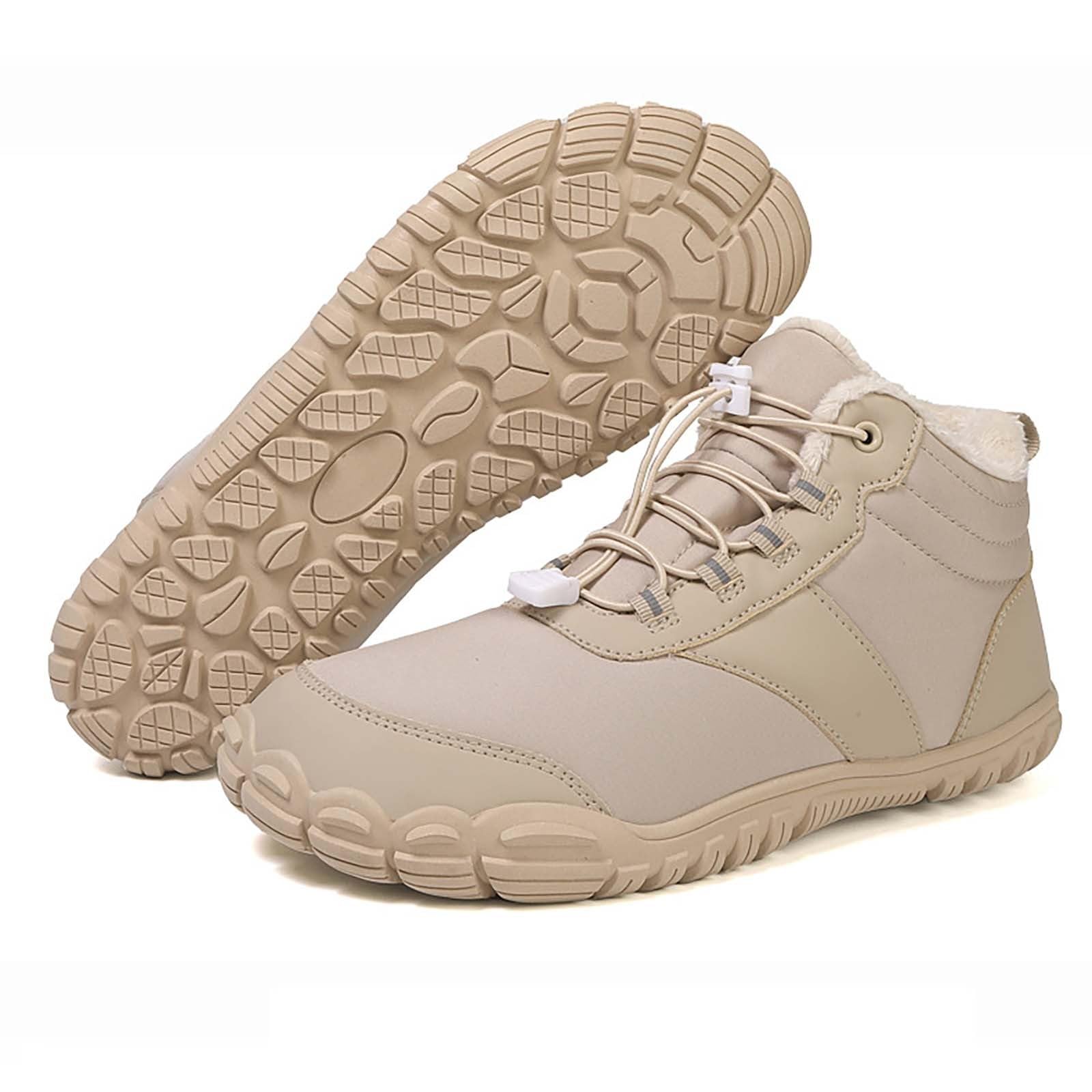 Hiking Barefoot Boots Womens Winter Warm Fur Lined Snow Boots Comfortable Non-Slip Wide Toe Box Waterproof Shoes