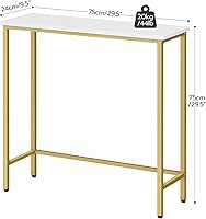Vista 3 de HOOBRO Mesa consola estrecha, mesa de entrada pequeña de 29.5 pulgadas, mesa de sofá delgada, mesa auxiliar, mesa de exhibición, para pasillo, Blanco