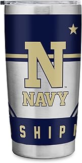 Rico Industries NCAA Naval Academy Midshipmen 20oz Stainless Steel Tumbler with Lid - Great For Coffee, Tea, Water or Cocktails