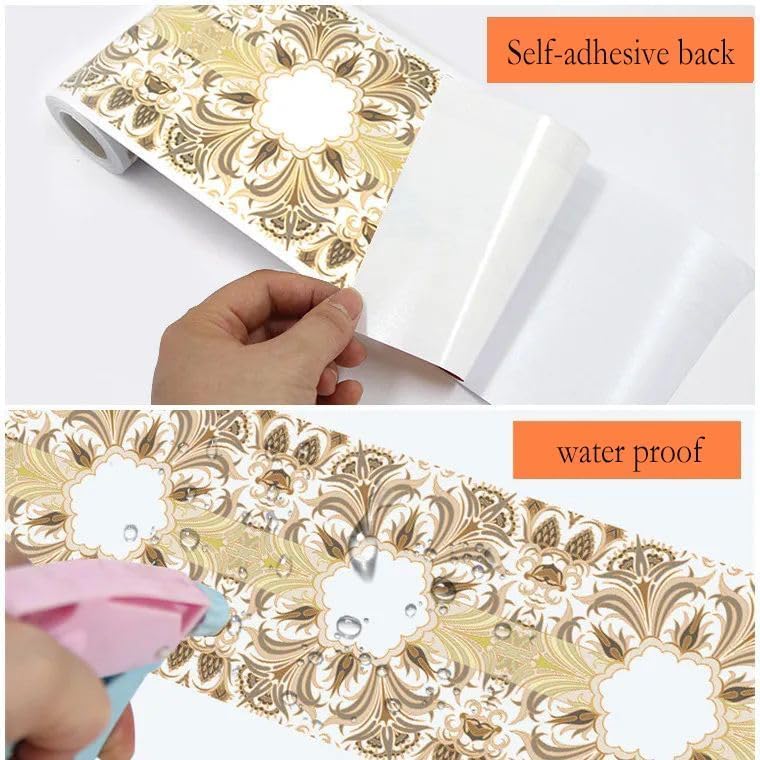 Peel and Stick Wallpaper Border Self-Adhesive Wall Border Sticker Home Ceiling Decorative Border for Bathroom Living Room Kitchen, Yx201, 12cm X 500cm
