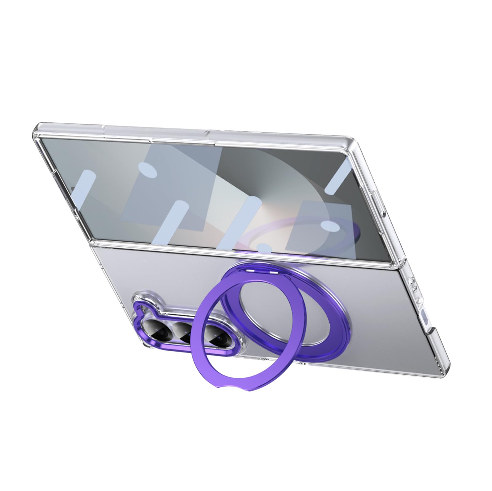 Magnetica Custodia per Samsung Galaxy Z Fold6, Anti Ingiallimento Chiaro Cover con Cavalletto Ricarica Wireless Ultra Sottile Cover,Viola,Z FOLD6