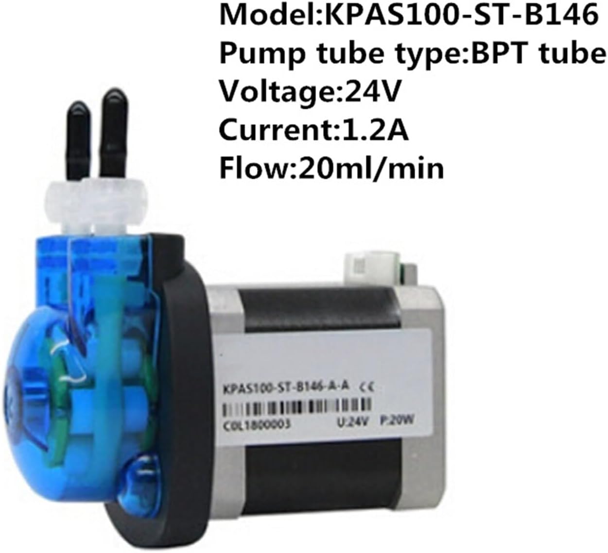 12V KPAS100 Small Peristaltic Dosing Pump with Power Supply Peristaltic Pump Stepper Motor Small Pump(KPAS100-ST-B146)