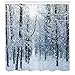 Ambesonne Winter Shower Curtain, Snow Covered Forest Idyllic Early Morning Scenery Seasonal Xmas Nature, Cloth Fabric Bathroom Decor Set with Hooks, 69