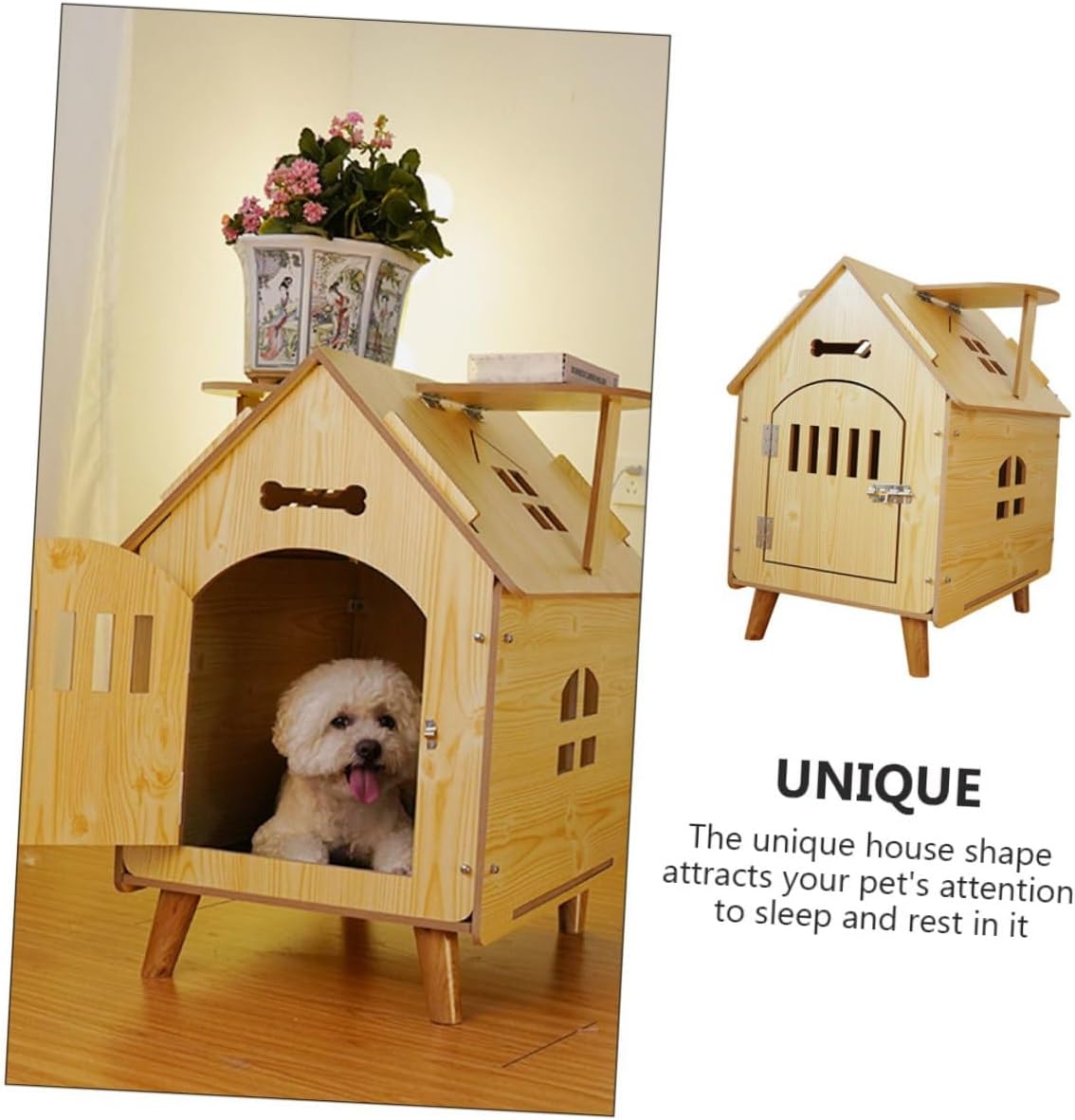 Wooden Dog House Outdoor Garden Shelter Medium Wood Pet Kennel Puppy Sleeping Bed Home Dog Nest