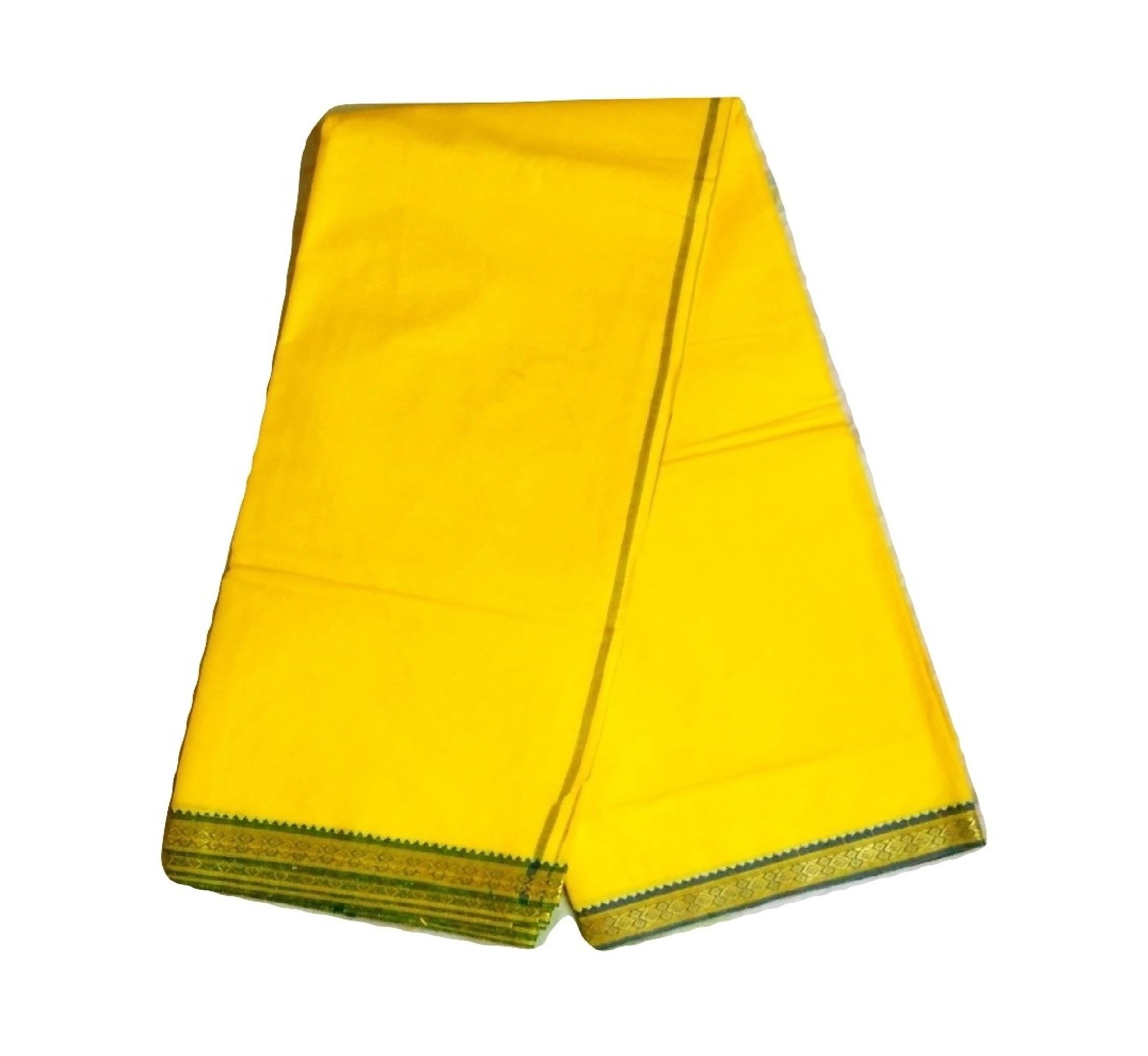 lafabriqueind Men's Cotton Dhoti and Angavastram Set, YELLOW color (4.5mtr+ 2mtr), Pack of 2 Pcs-picture-50