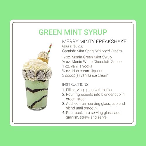 Miniatura 5 de Monin - Jarabe de menta verde, frescura de menta fuerte, sabores naturales, ideal para batidos, refrescos, cócteles y tés, sin OMG, sin gluten (1