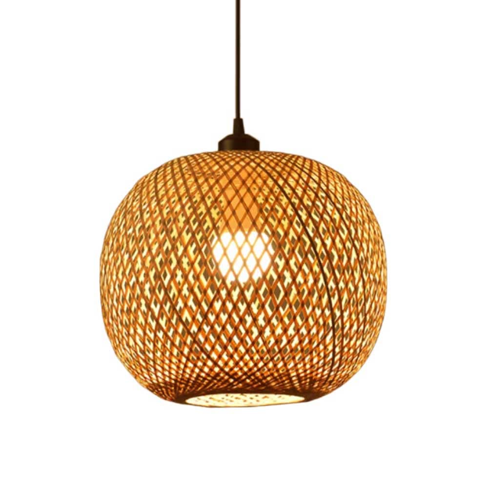Naturalne bambusowe dzielnicę artystyczne okrągłe oprawy oświetleniowe Bamboo Apszade wiejskie wyposażenie lampy wiszącej Wysokość Wysokość Wisijanie Lekkie do ogrodu, jadalnia, nauka, sypialnia,