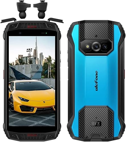 Ulefone Armor 15 4G smartphone zonder abonnement, 6600 mAh, 12 MP + 13 MP + 16 MP camera, 6 GB RAM + 128 GB ROM, 5,45 inch, MTK Helio G35, Android 12 IP68 simlockvrije mobiele telefoons, NFC w/TWS oordopjes, blauw