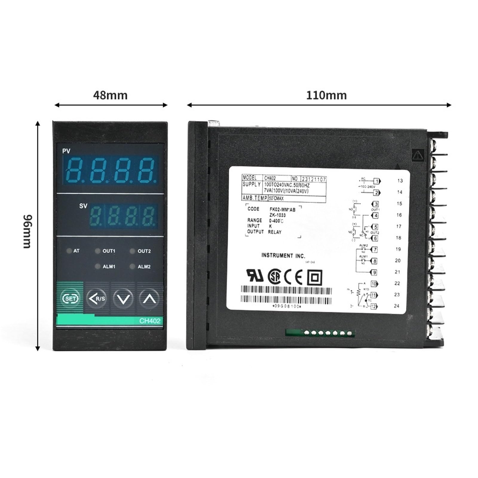 1 Uds CH402FK02-MM * AB salida de relé Dual alarma Dual controlador de temperatura PID termostato con pantalla Digital AC110V-240V 400 ℃