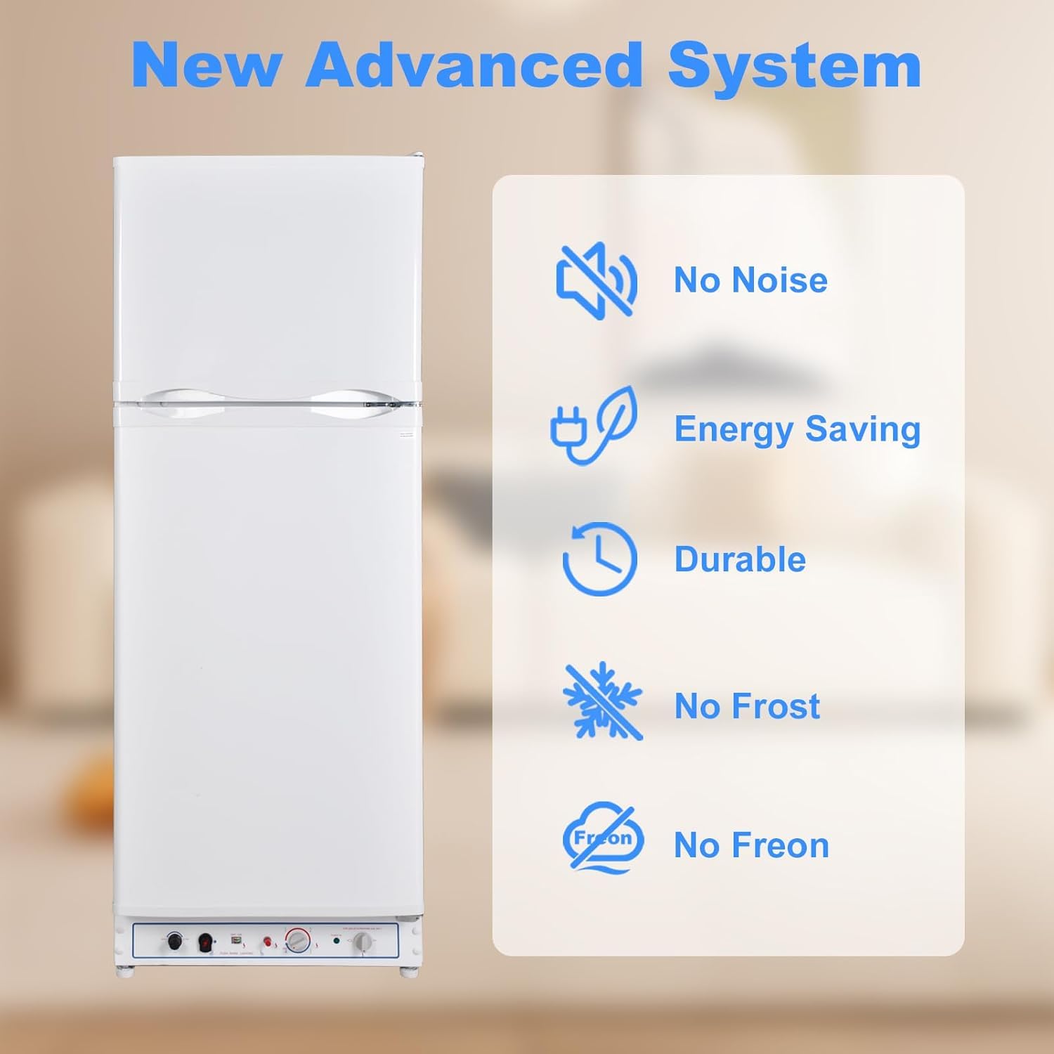 Smeta Propane Refrigerator With Freezer 13.4 Cuft Gas Fridge 110v/Lpg Dual Ways Top Freezer Top Mount Full Size For Kitchen Garage RV Off-Grid on Fridge.com - View 4