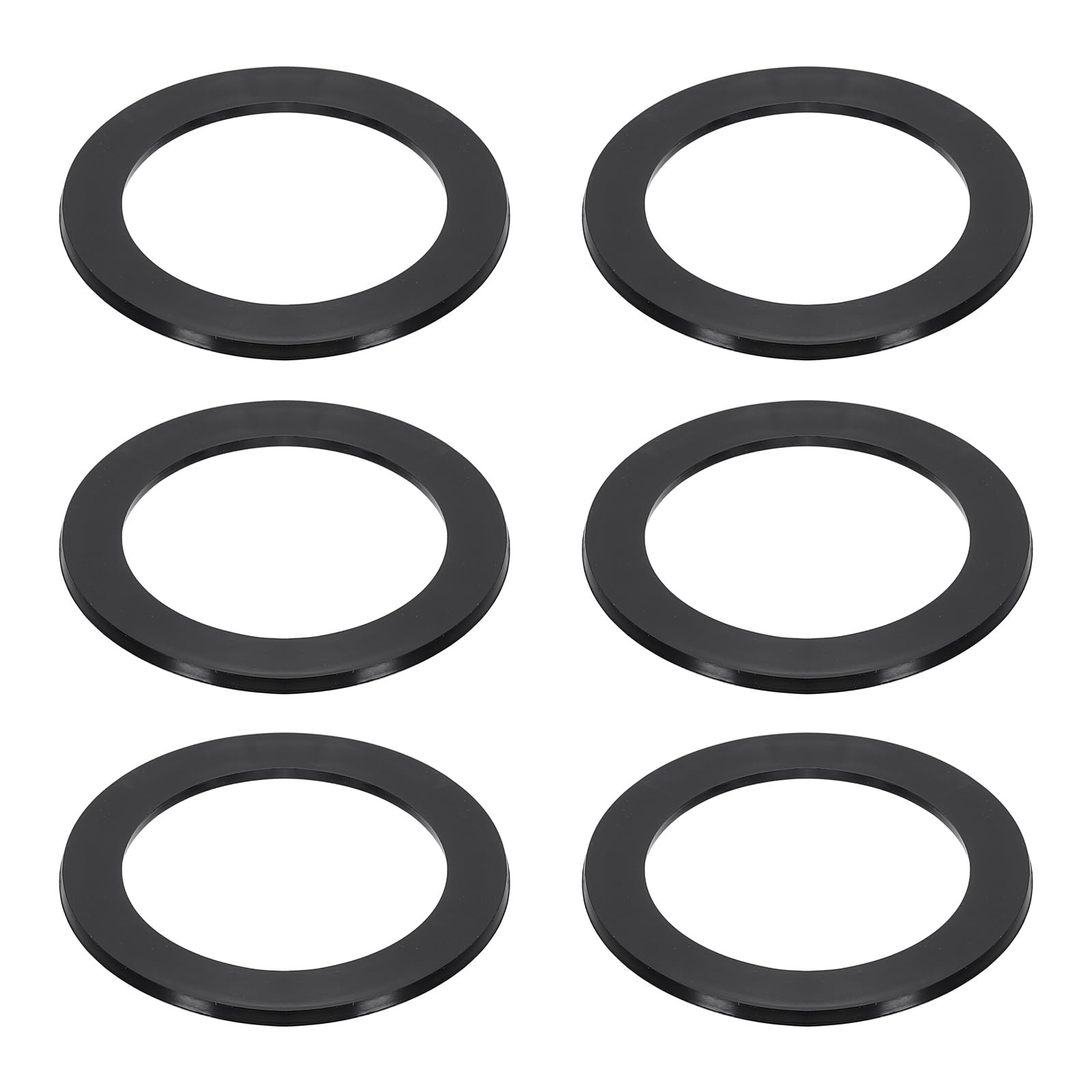 sourcing map 6 Pcs Flat Rubber Washers, 56mm/2.2" Rubber O Ring Seals Gasket Washers for 2 1/5 Inch Drain Pipe Sink Drains for Seals Repair Shower Hose Faucet Shower Head, Black