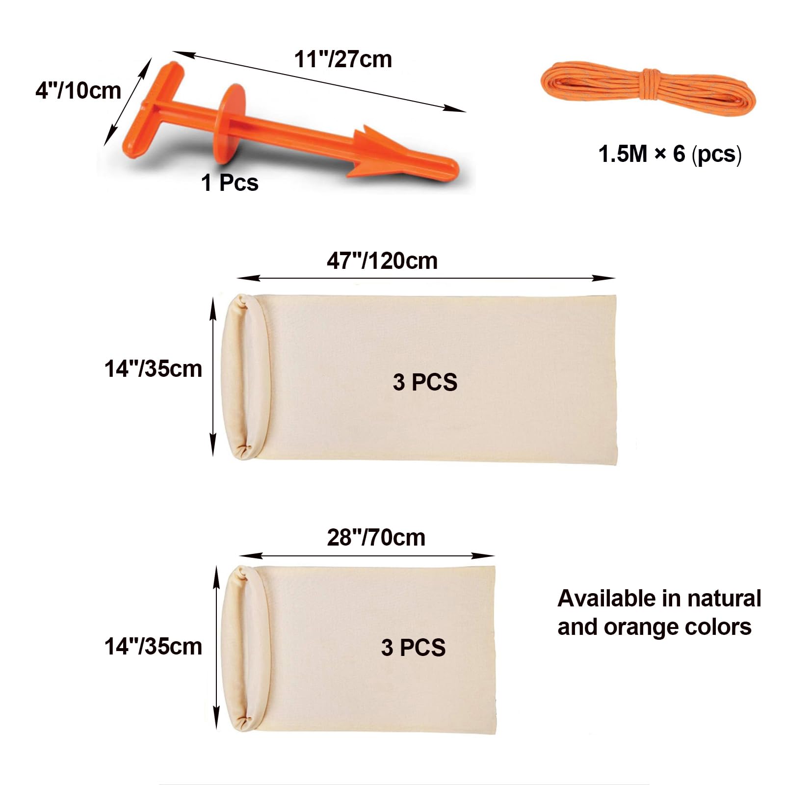 Generico Kit Lavorazione selvaggina Professionale,6 Sacchi traspiranti120×35cm e70×35cm,Sacchi per selvaggina,Riflettenti,Sacchi da Caccia,Strumento Pulizia della selvaggina,Kit Campo,Cinghiale