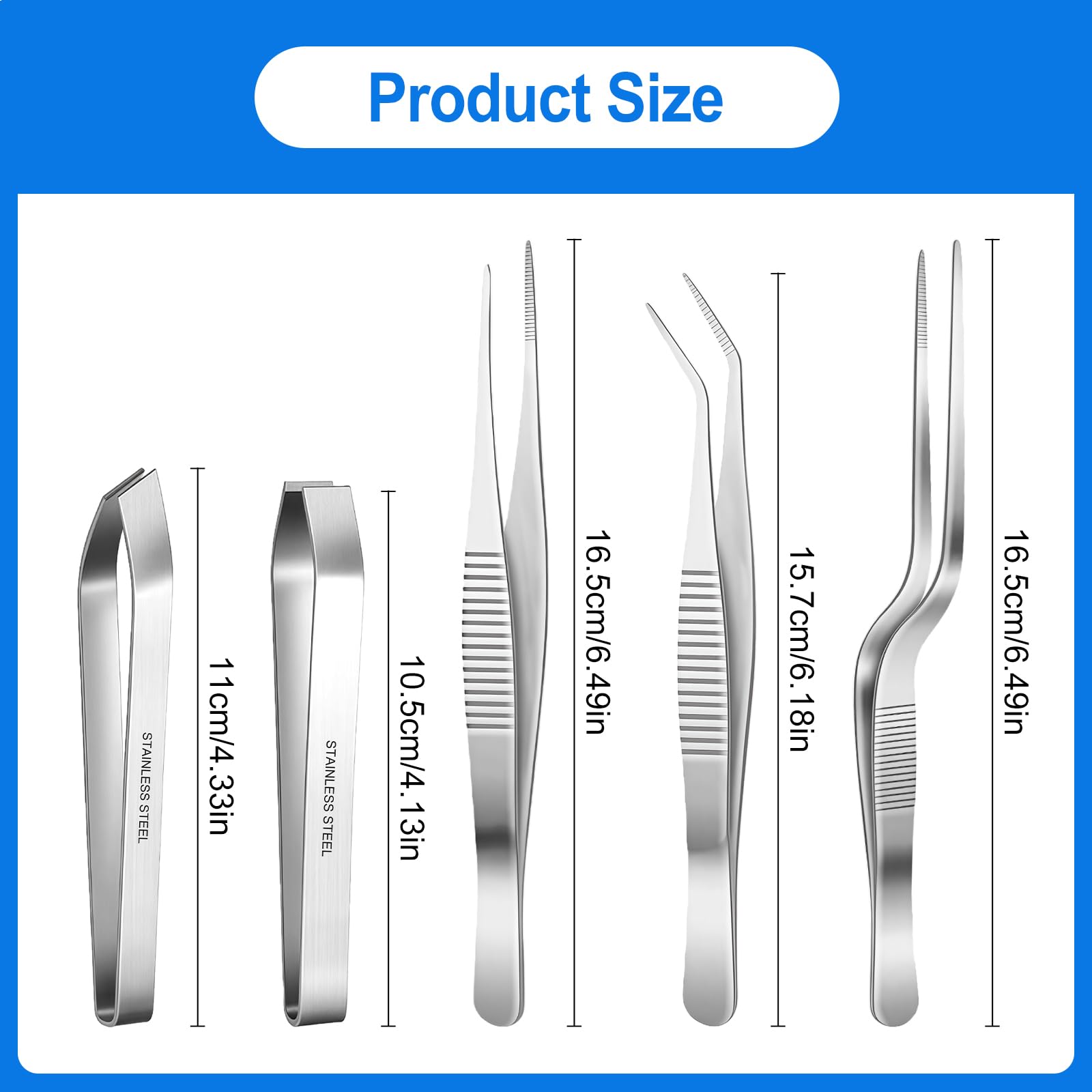 5 Pinzas De Cocina, Pinzas De Cocina De Acero Inoxidable, Pinzas Profesionales, Pinzas Para Espinas De Pescado, Pinzas De Acero Inoxidable, Tenazas De Acero Inoxidable, Para Decorar Alimentos — view 2