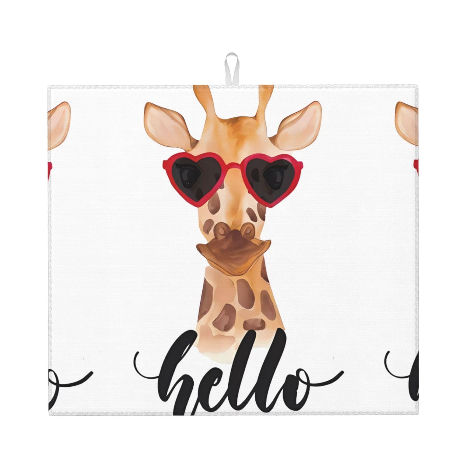WHJSSF Giraffe Prints Kitchen Drying Mat – Absorbent Dish Throw for Countertops, Quick-Dry Non-Slip Layer with Stylish Prints, Ideal Housewarming Gift